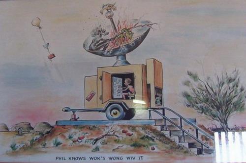 Len Beadell cartoon at Giles - Western Australia